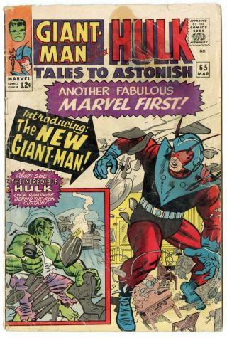 Tales To Astonish 65 G 2.  0 Off - White Pages Giant - Man Hulk Marvel 1965