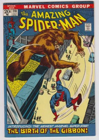 Spider - Man 110 - The Birth Of The Gibbon - 1972 (grade Vf, ) Wh