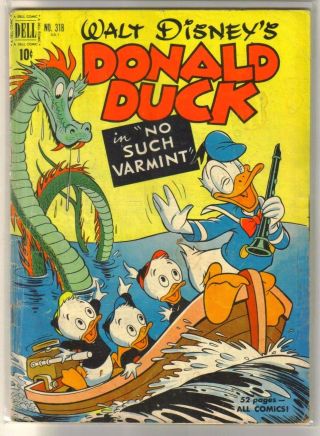 Dell Four Color 318 Donald Duck In No Such Varmint Golden Age Comic Book Fr