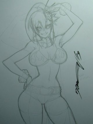 Yoko Littner Girl Sexy Busty Sketch Pinup - Daikon Art