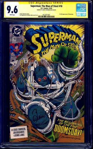 Man Of Steel 18 Cgc Ss 9.  6 Signed Louise Simonson 1st Doomsday Nm,  Superman