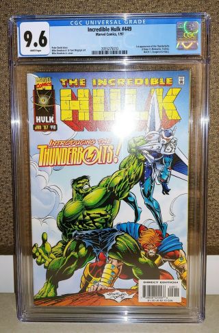 Incredible Hulk 449 - Cgc 9.  6 White Pages - 1st Thunderbolts Appearance
