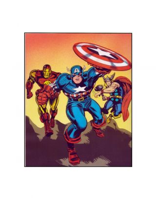 The Avengers Captain America Thor Iron Man Marvel Comics 1966 Style Sericel