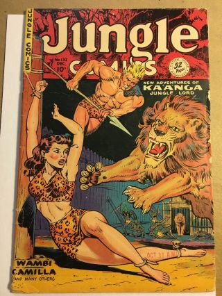 Jungle Comics 132 Bondage Cover Low Grade Fiction House Comics Dec 1950