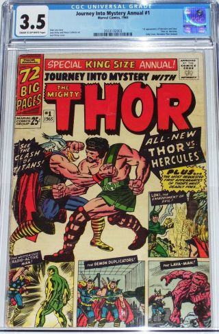 Journey Into Mystery Annual 1 Cgc Graded 3.  5 Thor.  1st Appearance Of Hercules