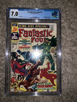 Fantastic Four Annual 5 Cgc 7.  0 1st Psycho - Man 1st Solo Silver Surfer Story