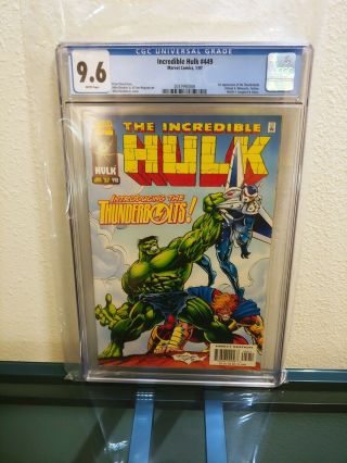 The Incredible Hulk 449 CGC 9.  6 NM,  White Pages Introducing the Thunderbolts 6