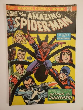 Spider - Man 135 (vg - 3.  5) 1974 2nd Punisher Cover & Appearance