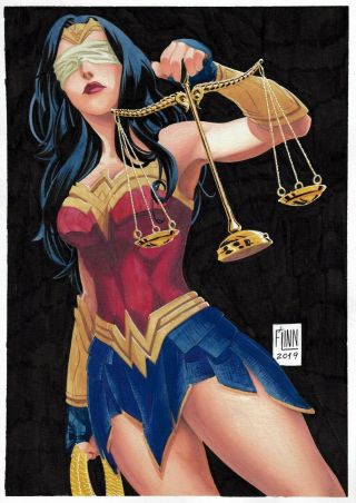 Wonder Woman (09 " X12 ") Comic Art By Flinn - Cosmotrama