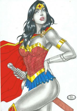Wonder Woman (09 " X12 ") Comic Art By Rudimar Rud - Cosmotrama