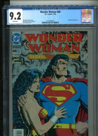 Wonder Woman 88 Iconic Brian Bolland Superman/wonder Woman Cover Cgc Nm - 9.  2