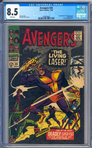 Avengers 34 Cgc 8.  5 White Pages - 1st Appearance Of Living Laser Worldwide