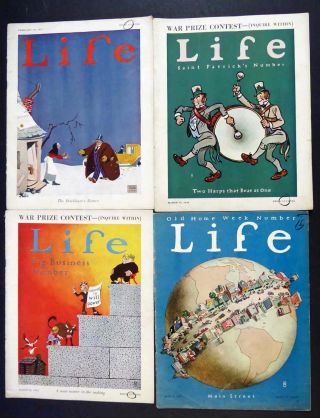 4 Life Magazines 1924 - 25 Early Cartoonists: Estate Of Cartoonist Zeke Zekley