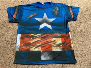 Marvel Captain America T - Shirt Size Xl Graphic Rare Battle Damage Costume
