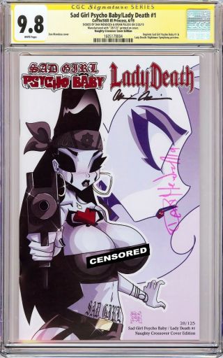 Sad Girl Psycho Baby/lady Death 1 Naughty Variant Cgc 9.  8 Ss Signed Mendoza,  1
