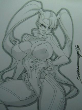 Rainbow Mika Street Fighter Girl Sexy Busty Sketch Pinup - Daikon Art
