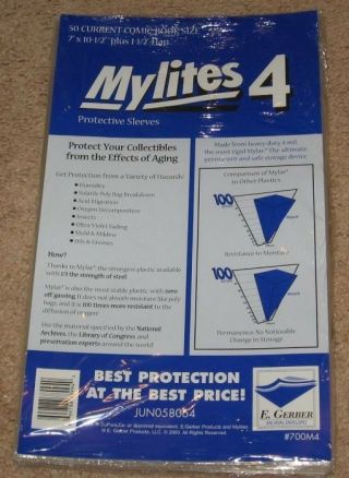 Pack Of 50 Mylites 4 Mil Mylar Current / Modern Comic Book Bags 7x10.  5 Sleeves