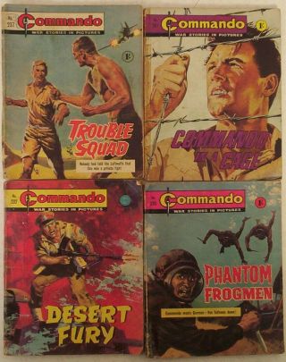 1966.  Four X " Commando " War Pic.  Comics.  