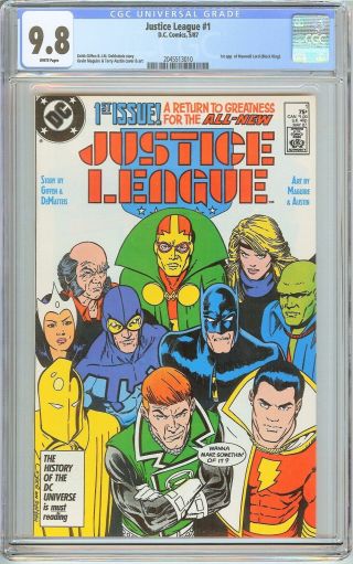 Justice League 1 Cgc 9.  8 White Pages (1987) 2045513010