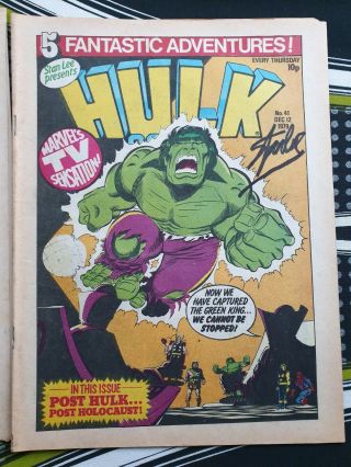 Stan Lee signed Incredible Hulk 1979 Comic -,  Thank You. 2