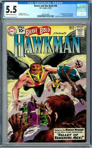 Brave And The Bold 35 Cgc 5.  5 (c - Ow) 2nd Silver Age Hawkman & Hawkgirl