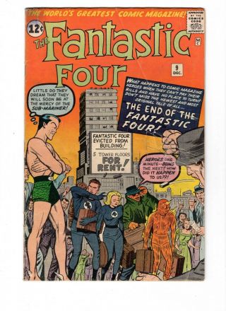The Fantastic Four 9,  Dec 1962 1 Good - Very Good 3.  0
