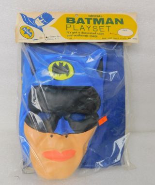 1966 Batman Ben Cooper Halloween Playset Costume Mask Cape Mib