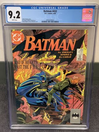 Batman 432 Cgc 9.  2 Nm - (dc 1989) Fbi Story,  Slab,  Make Offer