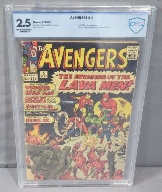 The Avengers 5 (captain America 2nd Sa App,  Hulk) Cbcs 2.  5 Gd,  Marvel 1964 Cgc