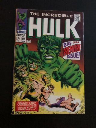The Incredible Hulk 102 6.  0 Key First Issue,  1968