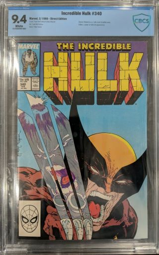 Incredible Hulk 340 Cbcs 9.  4 White Pages 02/1988 Direct Edition