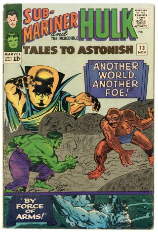 Tales To Astonish 73 G/vg 3.  0 Off - White Pages Sub - Mariner Hulk Marvel 1965