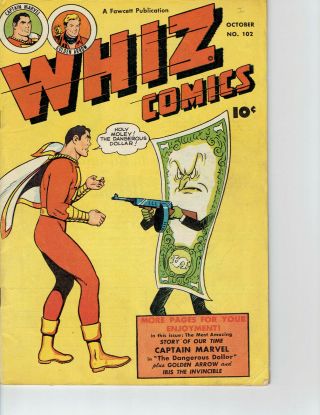 Whiz Comics 102 Golden Age 1948 Captain Marvel Fawcett Arrow