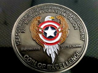 U.  S.  Army Captain America 92nd Military Police Company Challenge Coin Rare