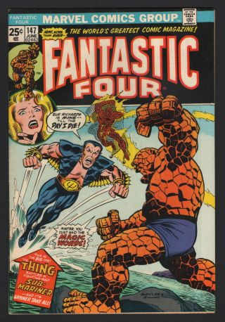 Fantastic Four 147,  Marvel Comics,  1974,  Vf,  Sub - Mariner