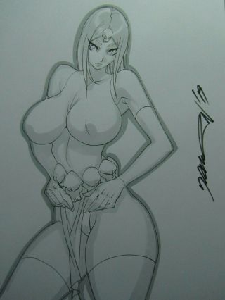 Mystique X - Men Girl Sexy Busty Sketch Pinup - Daikon Art