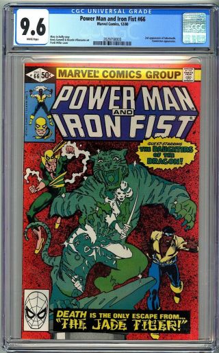 Power Man & Iron Fist 66 - Cgc 9.  6 Wp - Nm,  Origin 2nd Appearance Of Sabretooth