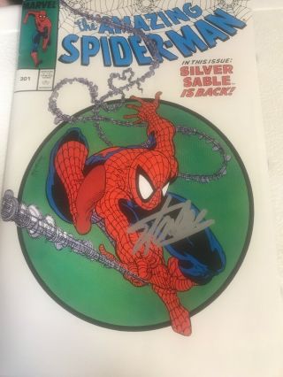 The Spiderman 301 1988 Silver Sable 9.  8 Signed Stan Lee