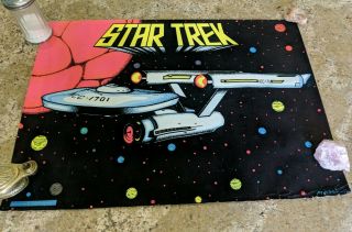 1976 Star Trek Enterprise Black Light Poster.  Paramount Pictures.  Vintage