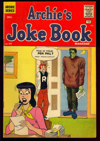 Archie’s Joke Book 59 Frankenstein Horror Cover Silver Age Comic 1960 Vg,