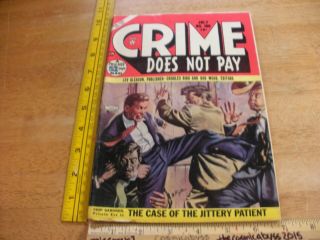 Crime Does Not Pay 100 Vg/f 1950s Comic Book Htf Lev Gleason Painted Cover Fight