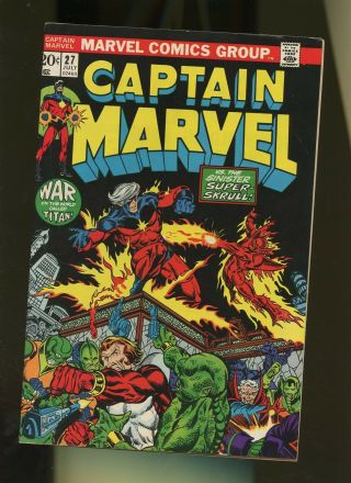 Captain Marvel 27 Fn,  6.  5 1 Book Mar - Vell,  1st Thanos - Thralls 1973 Vol.  1