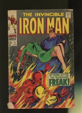 Iron Man 3 Gd 2.  0 1 Book Marvel Comics Vol.  1,  1968,  The Freak,  Tony Stark