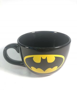 Batman Black Yellow Bat Symbol Round Coffee Mug Cup Soup Bowl Dc Comics Dd