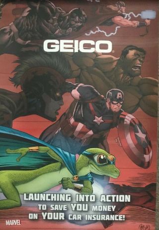 Sdcc 2019 Exclusive Marvel Avengers Geico Gecko Promo Stock Poster 11x17 Swag