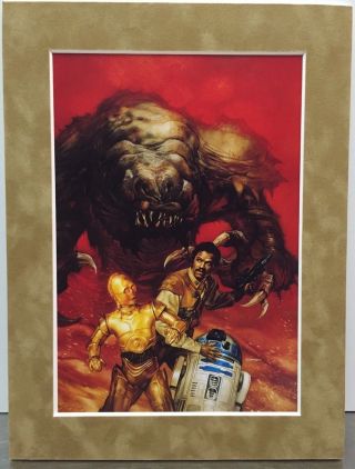 Dave Dorman Star Wars C3po,  R2d2,  Lando,  Rancor Suede Matted Art Print