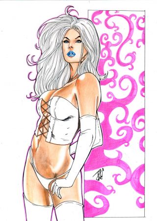 Sexy Emma Frost White Queen Art Pinup 11x17 Commission Sketch X - Men