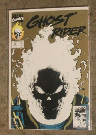Ghost Rider Comic Book Gold Variant Cover 15 Marvel 1991 Glow In The Dark 2nd