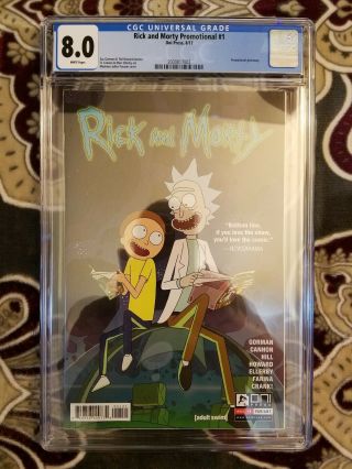 Rick And Morty 1 Promotional Variant Cgc 8.  0 White Pages Nm