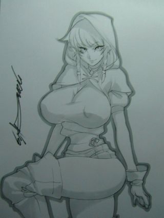 Linkle Zelda Nintendo Girl Sexy Busty Sketch Pinup - Daikon Art